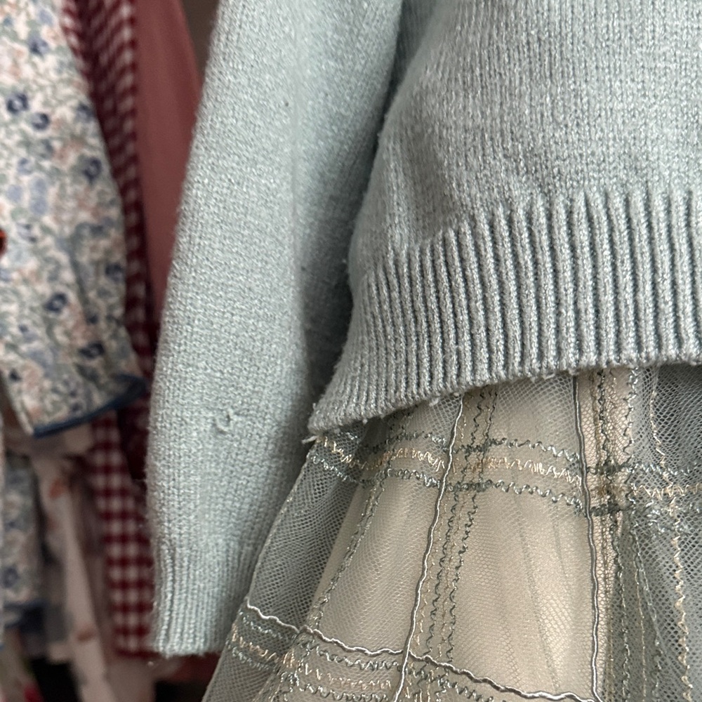 Mayoral Gray Knit and Tulle Kids Dress - Picture 8 of 8